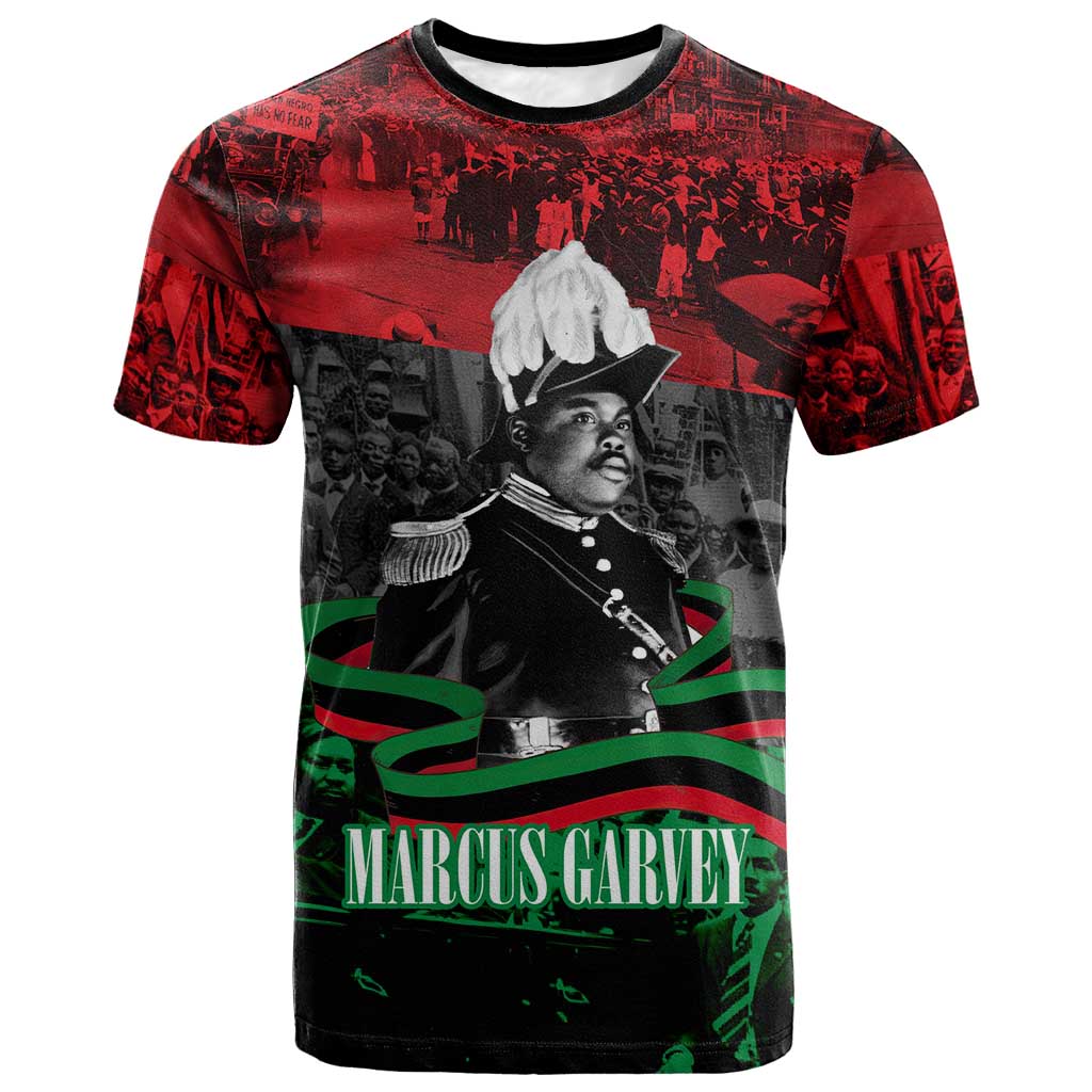 Marcus Garvey T-Shirt Collage Design Progress Is the Attraction Quote Pan African Movement Tribute Graphic Tee