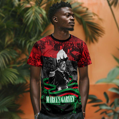 Marcus Garvey T-Shirt Collage Design Progress Is the Attraction Quote Pan African Movement Tribute Graphic Tee