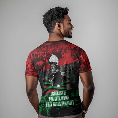 Marcus Garvey T-Shirt Collage Design Progress Is the Attraction Quote Pan African Movement Tribute Graphic Tee