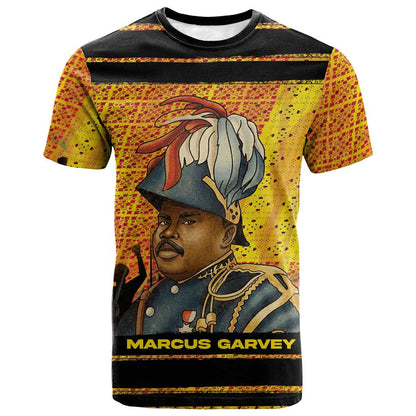 Marcus Garvey T-Shirt Yellow African Pattern Design Pan African Flag Civil Rights Movement Tribute Graphic Tee
