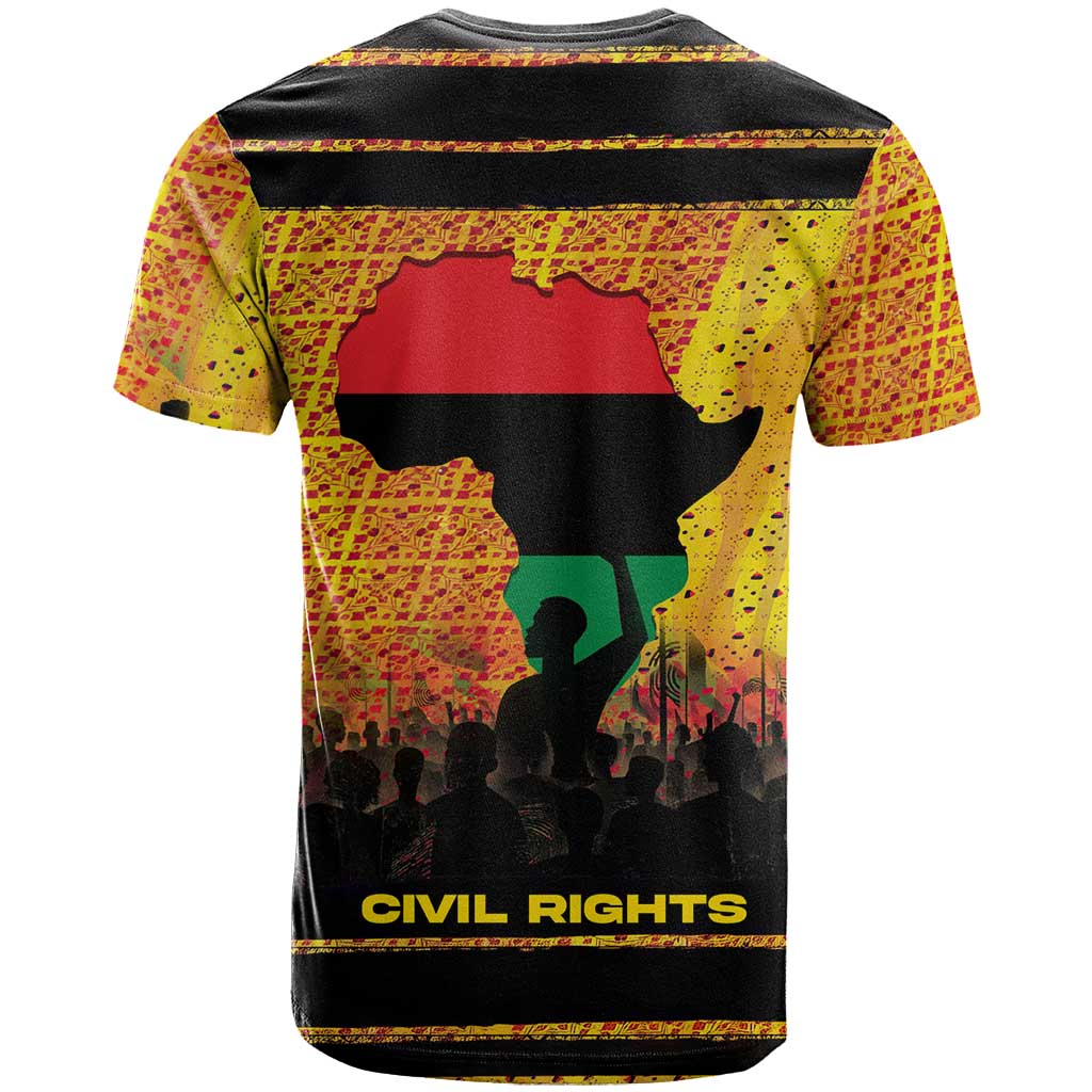 Marcus Garvey T-Shirt Yellow African Pattern Design Pan African Flag Civil Rights Movement Tribute Graphic Tee