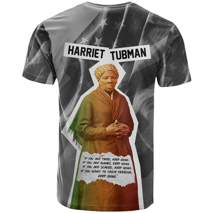 Harriet Tubman T-Shirt American Flag Background Civil Rights Quote Keep Going Tribute Design Graphic Tee