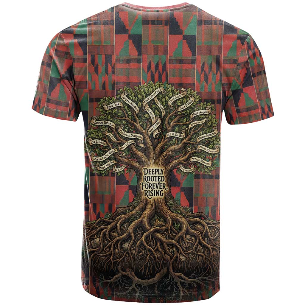 Black Heritage Tree T-Shirt African Root Black History Kente Pattern Graphic Tee