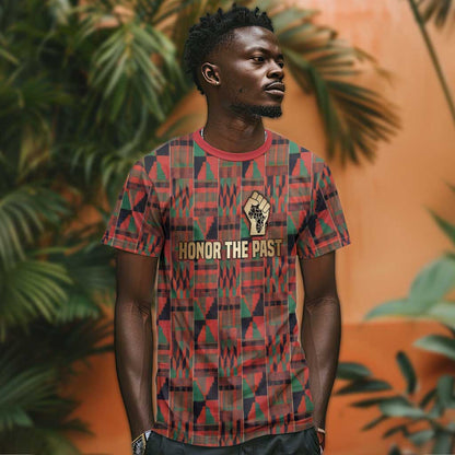 Black Heritage Tree T-Shirt African Root Black History Kente Pattern Graphic Tee
