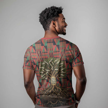 Black Heritage Tree T-Shirt African Root Black History Kente Pattern Graphic Tee