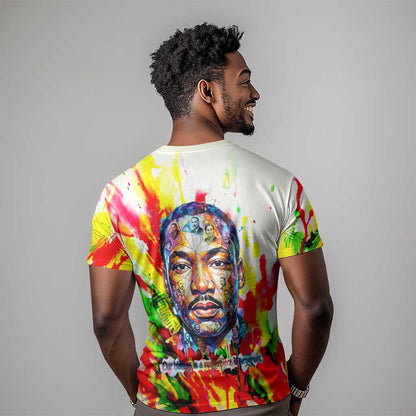 MLK Black Excellence T-Shirt Martin Luther King Jr Colorful Abstract Watercolor Graphic Tee