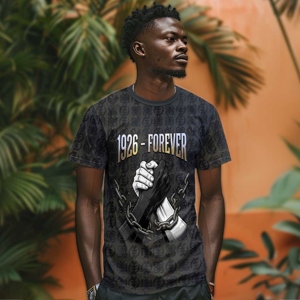 1926 Forever Black History Month T-Shirt Broken Chains Freedom Adinkra Symbol Graphic Tee