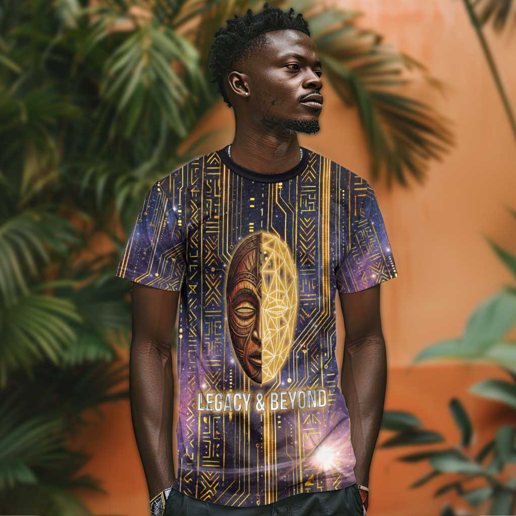 Afrofuturism Legacy Beyond T-Shirt African Astronaut Galaxy Mask Graphic Tee