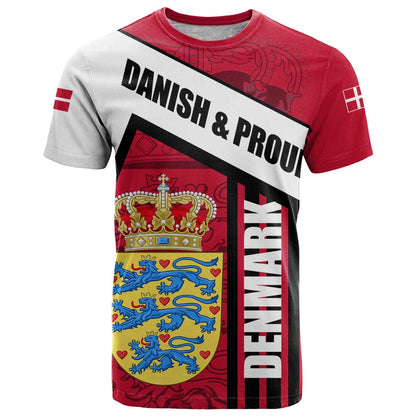 Denmark T-Shirt Danish Coat of Arms, National Flag, Bold Scandinavian Heritage Design Graphic Tee