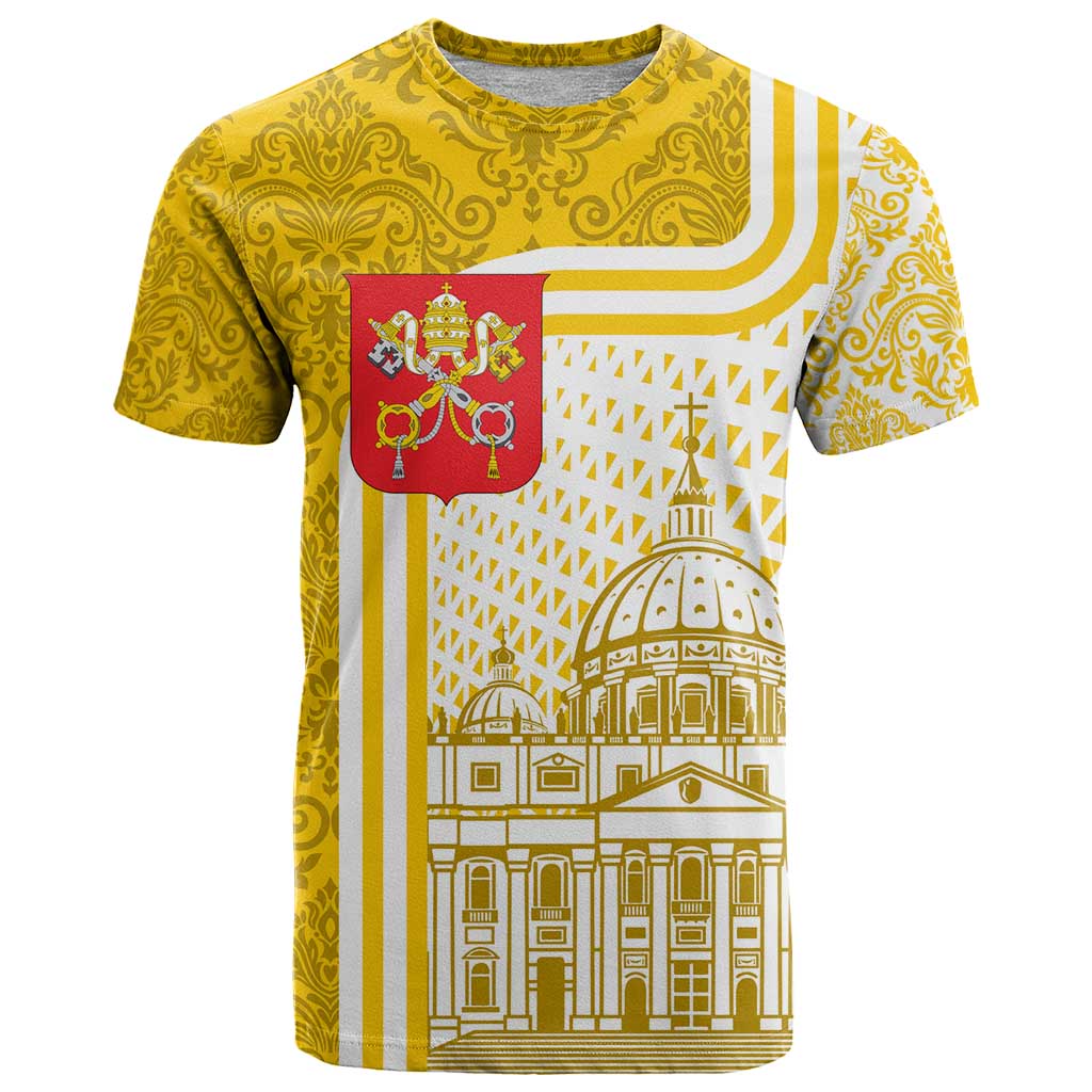 Vatican City T-Shirt St. Peters Basilica & Papal Emblem Gold Ornate Architecture Graphic Tee