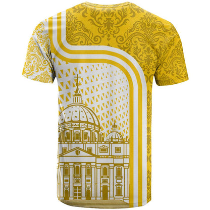 Vatican City T-Shirt St. Peters Basilica & Papal Emblem Gold Ornate Architecture Graphic Tee
