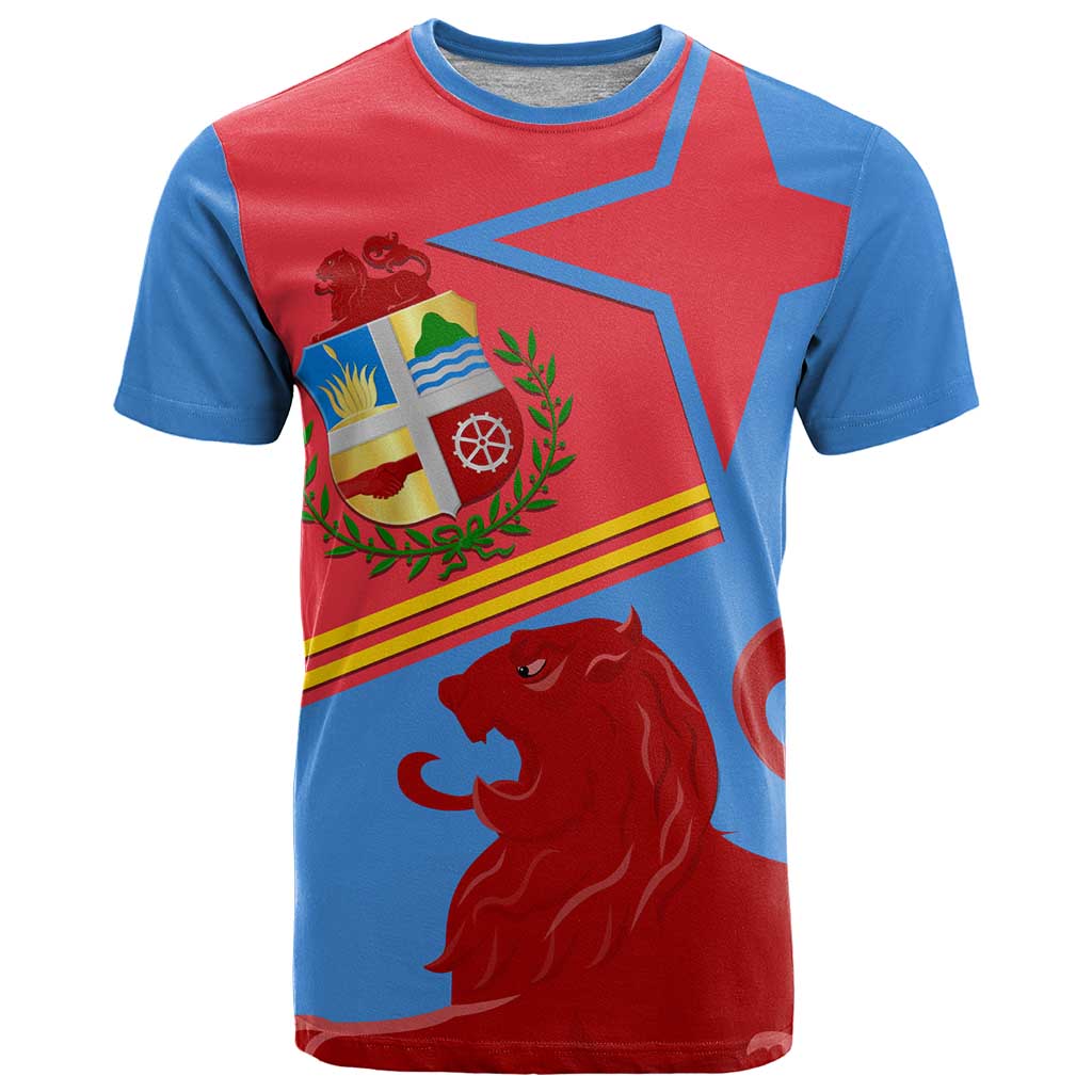 Aruba Flag T-Shirt Elements Merged with Country's Shape Unique National Design Graphic Tee