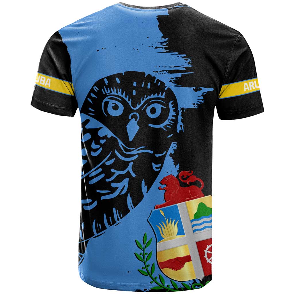 Aruba's Mascot T-Shirt Blended with National Flag Details Symbolic Design Graphic Tee