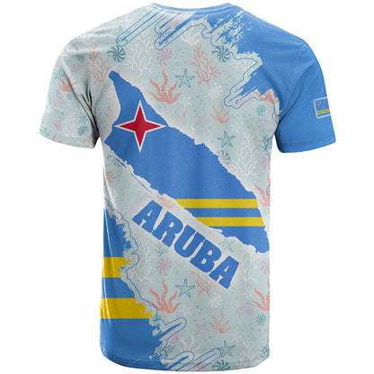 Aruba T-Shirt with Marine Patterns Ocean-Inspired Design Graphic Tee