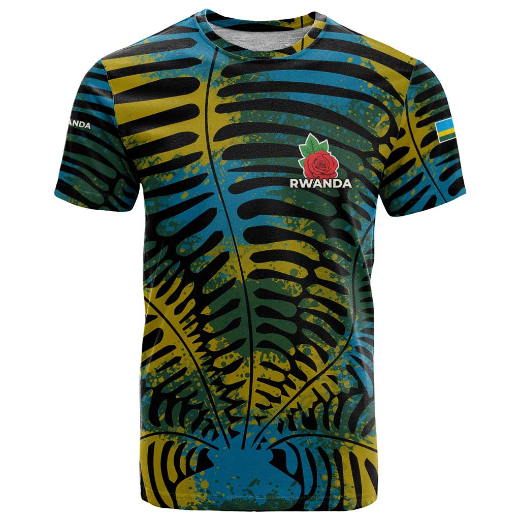 Rwanda T-Shirt with Gorilla Family Kwita Izina Leaf Jungle Spirit Graphic Tee