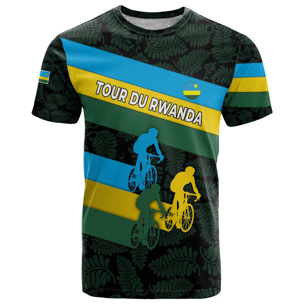 Rwanda T-Shirt with Tour du Rwanda Cycling Race Flag Stripe Spirit Graphic Tee