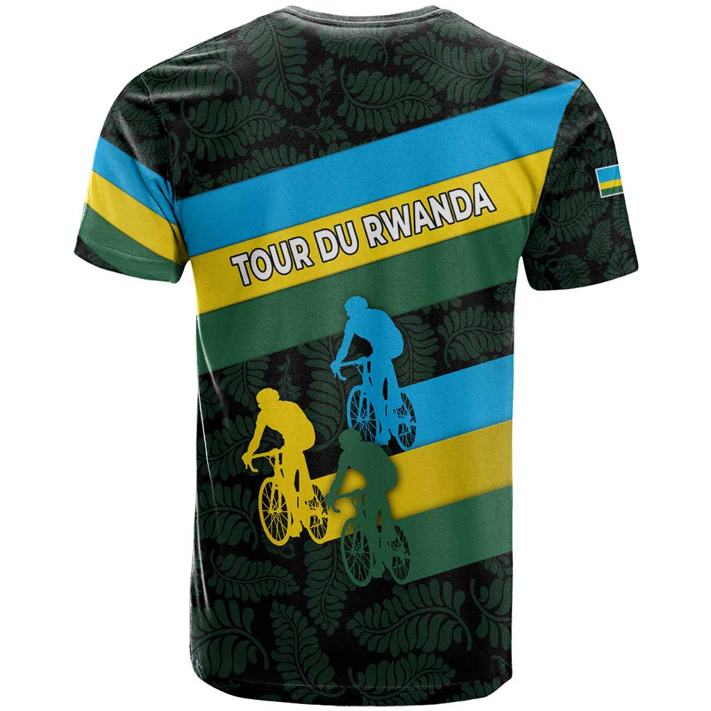 Rwanda T-Shirt with Tour du Rwanda Cycling Race Flag Stripe Spirit Graphic Tee