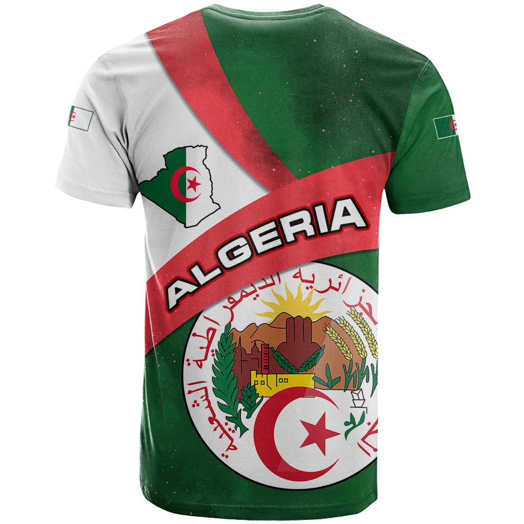 Algeria T-Shirt with National Emblem and Map Design Graphic Tee