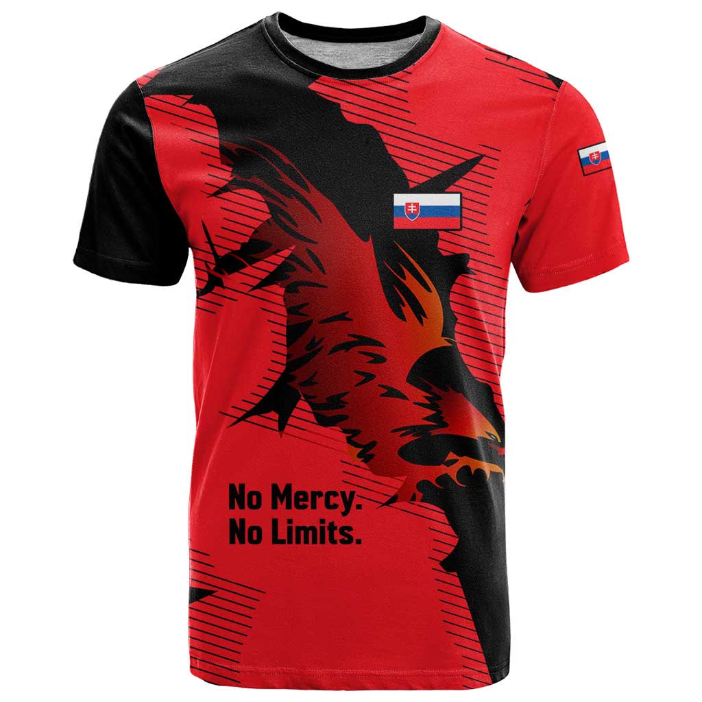 Slovakia T-Shirt with Red Black Falcon Claw No Mercy Spirit Graphic Tee
