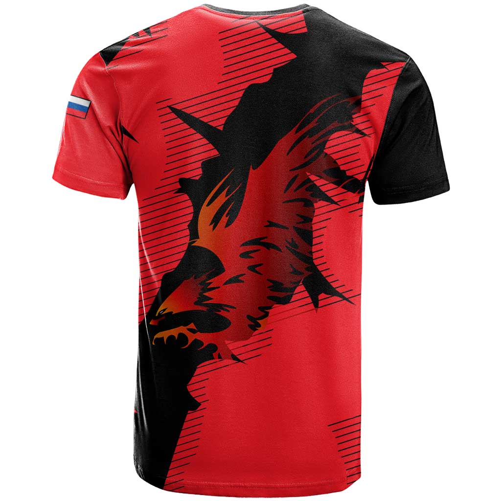 Slovakia T-Shirt with Red Black Falcon Claw No Mercy Spirit Graphic Tee