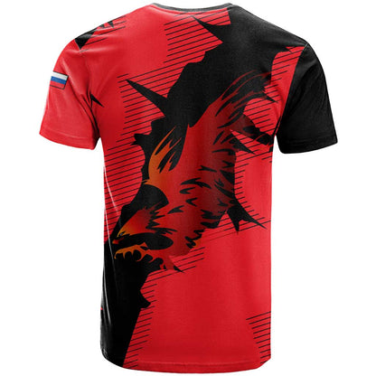 Slovakia T-Shirt with Red Black Falcon Claw No Mercy Spirit Graphic Tee
