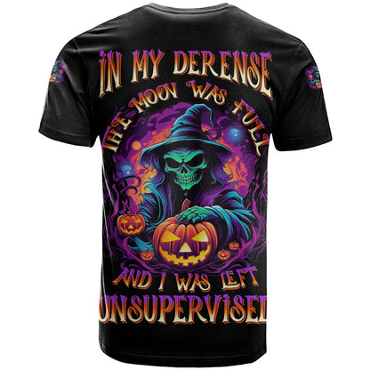 In My Defense I Was Left Unsupervised Halloween T-Shirt Graphic Tee
