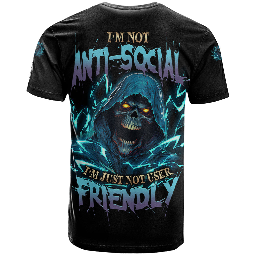 I'm Not Anti-social Mad Reaper Skull T-Shirt Graphic Tee