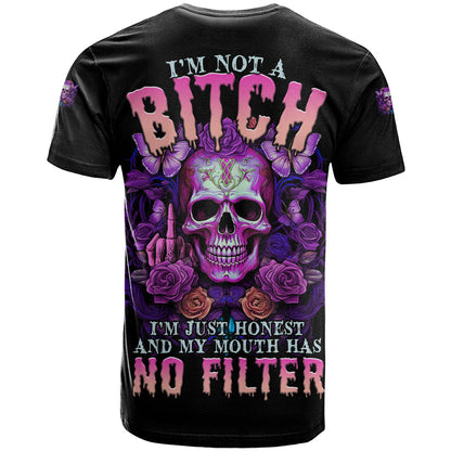 I'M Not A B I'M Just Honest Skull Butterfly T-Shirt Graphic Tee