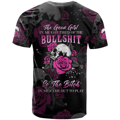 The Good Girl In Me Got Tired Skull Rose T-Shirt Graphic Tee
