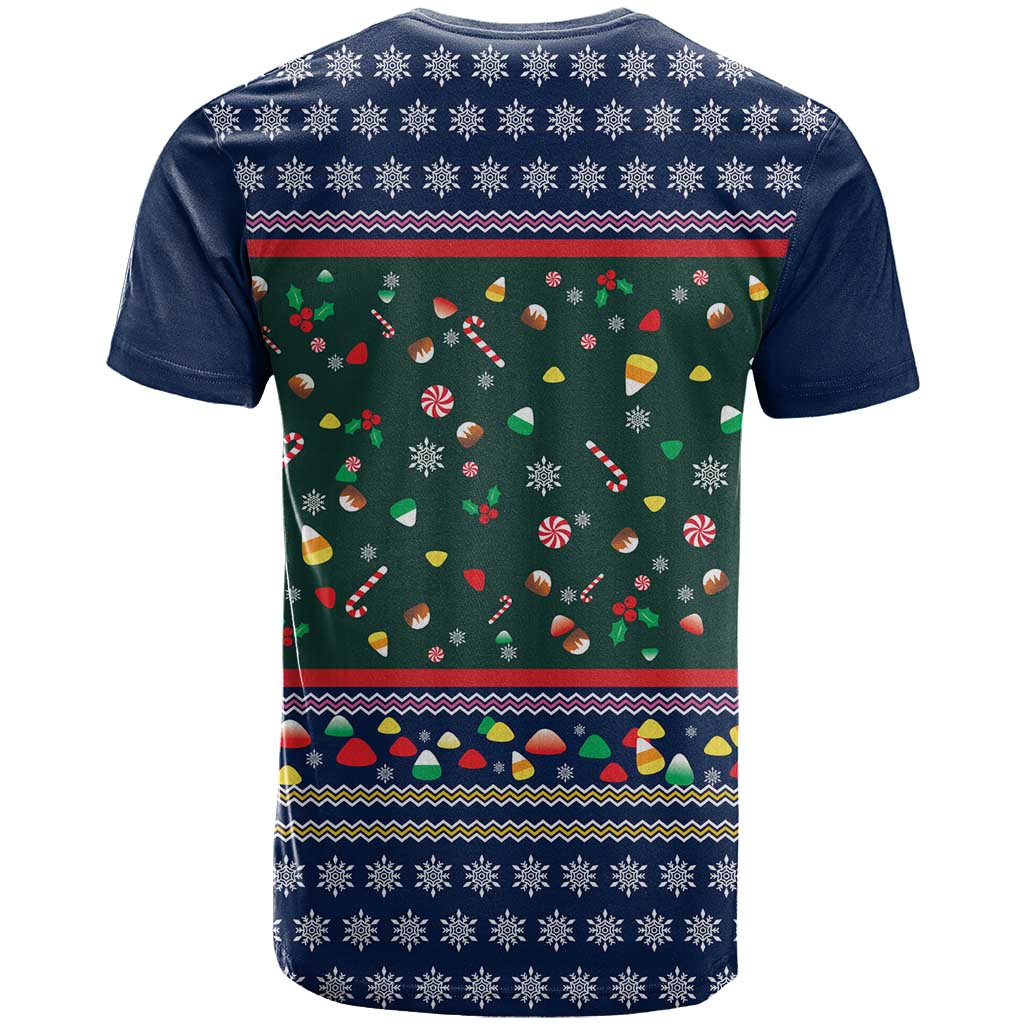 Nutcracker Squad Christmas T-Shirt with Candy Cane and Snowflake Holiday Design Graphic Tee