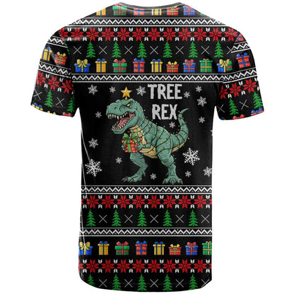 Tree Rex Christmas T-Shirt Xmas Holiday Patterns Graphic Tee