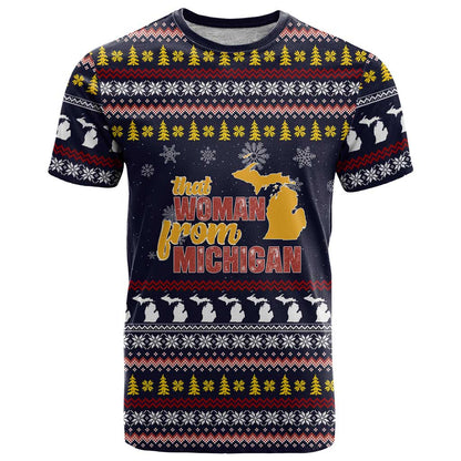 That Woman From Michigan Christmas T-Shirt Xmas Holiday Patterns Graphic Tee