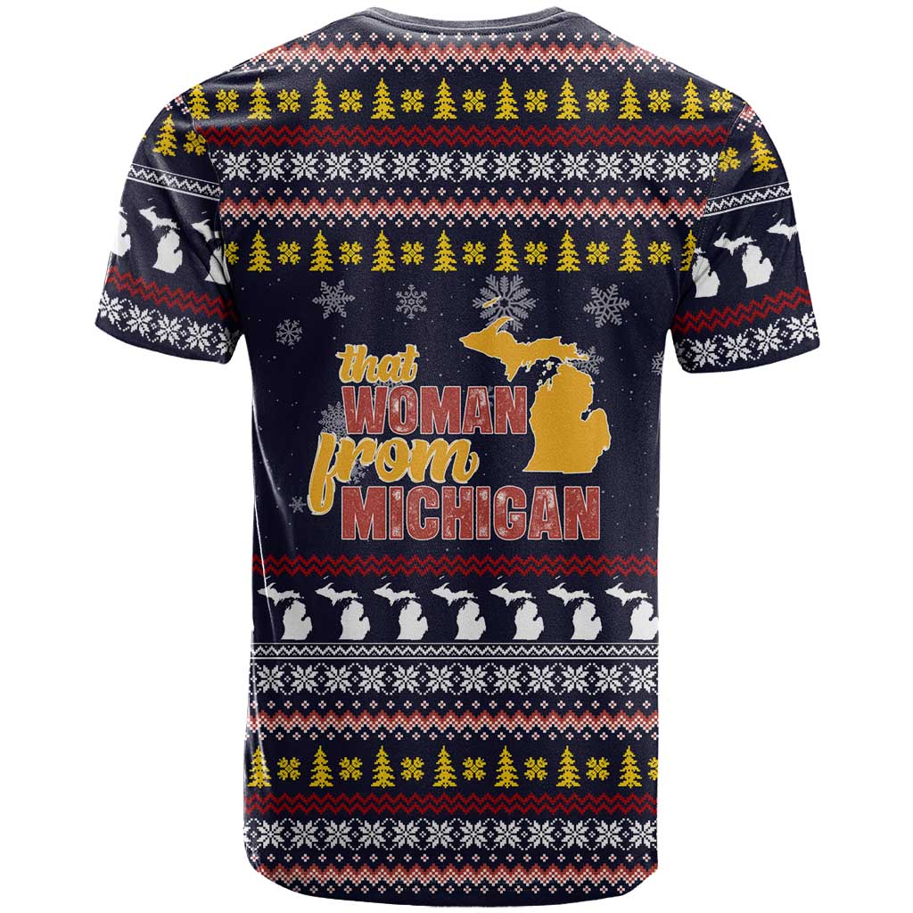 That Woman From Michigan Christmas T-Shirt Xmas Holiday Patterns Graphic Tee