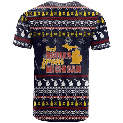 That Woman From Michigan Christmas T-Shirt Xmas Holiday Patterns Graphic Tee