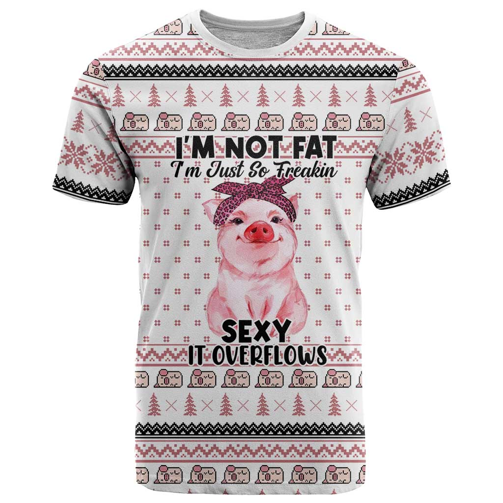 Pig Overflows Christmas T-Shirt Xmas Holiday Patterns Graphic Tee