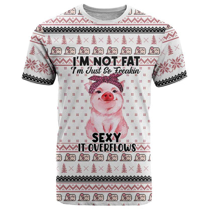 Pig Overflows Christmas T-Shirt Xmas Holiday Patterns Graphic Tee