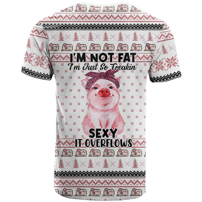 Pig Overflows Christmas T-Shirt Xmas Holiday Patterns Graphic Tee