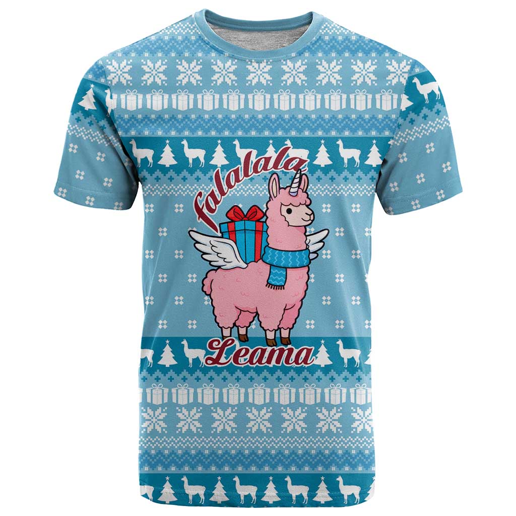 Pink Llama Christmas T-Shirt Xmas Holiday Patterns Graphic Tee