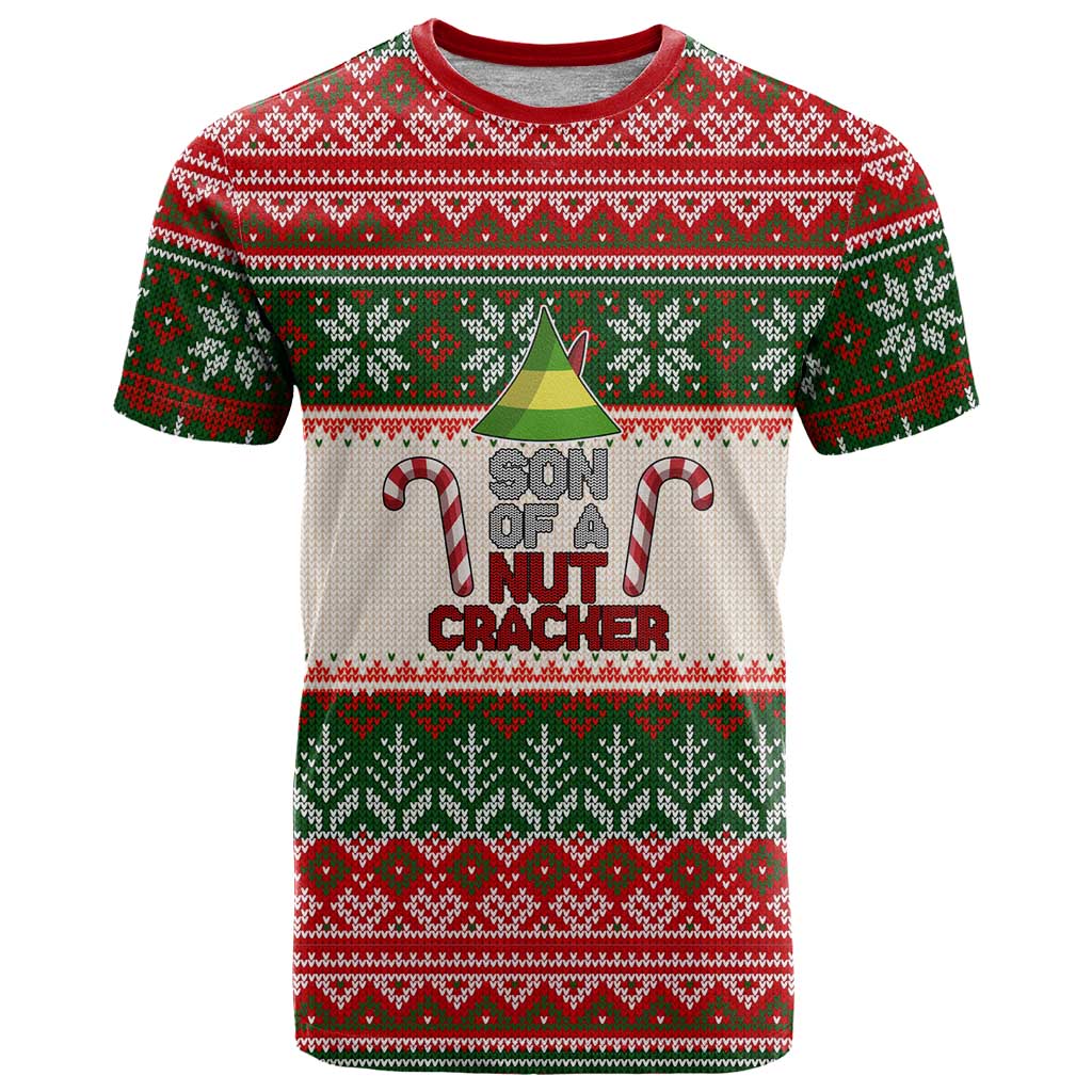 Son Of A Nut Cracker Christmas T-Shirt Xmas Holiday Patterns Graphic Tee