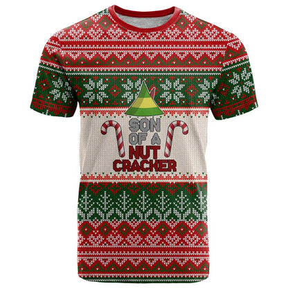 Son Of A Nut Cracker Christmas T-Shirt Xmas Holiday Patterns Graphic Tee