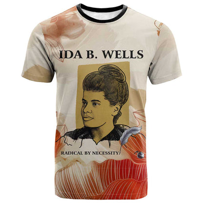 Ida B. Wells T-Shirt with Floral Pen Design Illustrated Portrait Civil Rights and Journalism Tribute Graphic Tee