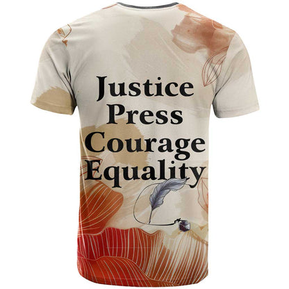 Ida B. Wells T-Shirt with Floral Pen Design Illustrated Portrait Civil Rights and Journalism Tribute Graphic Tee
