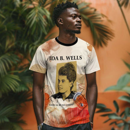 Ida B. Wells T-Shirt with Floral Pen Design Illustrated Portrait Civil Rights and Journalism Tribute Graphic Tee