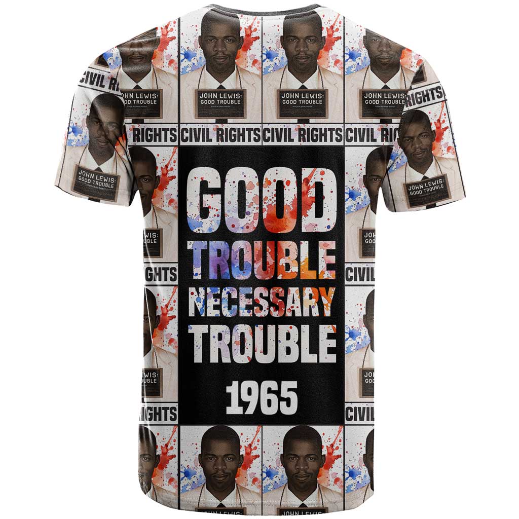 John Lewis T-Shirt with Mugshot Collage Design Civil Rights Portrait Good Trouble Tribute Graphic Tee