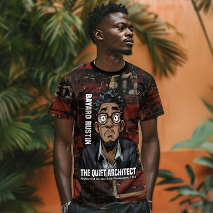 Bayard Rustin T-Shirt with Quiet Architect Design Strategy and Courage Civil Rights Tribute Graphic Tee