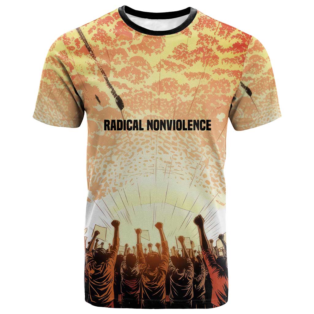 Bayard Rustin T-Shirt with Radical Nonviolence Design Protest Crowd and Courage Civil Rights Tribute Graphic Tee