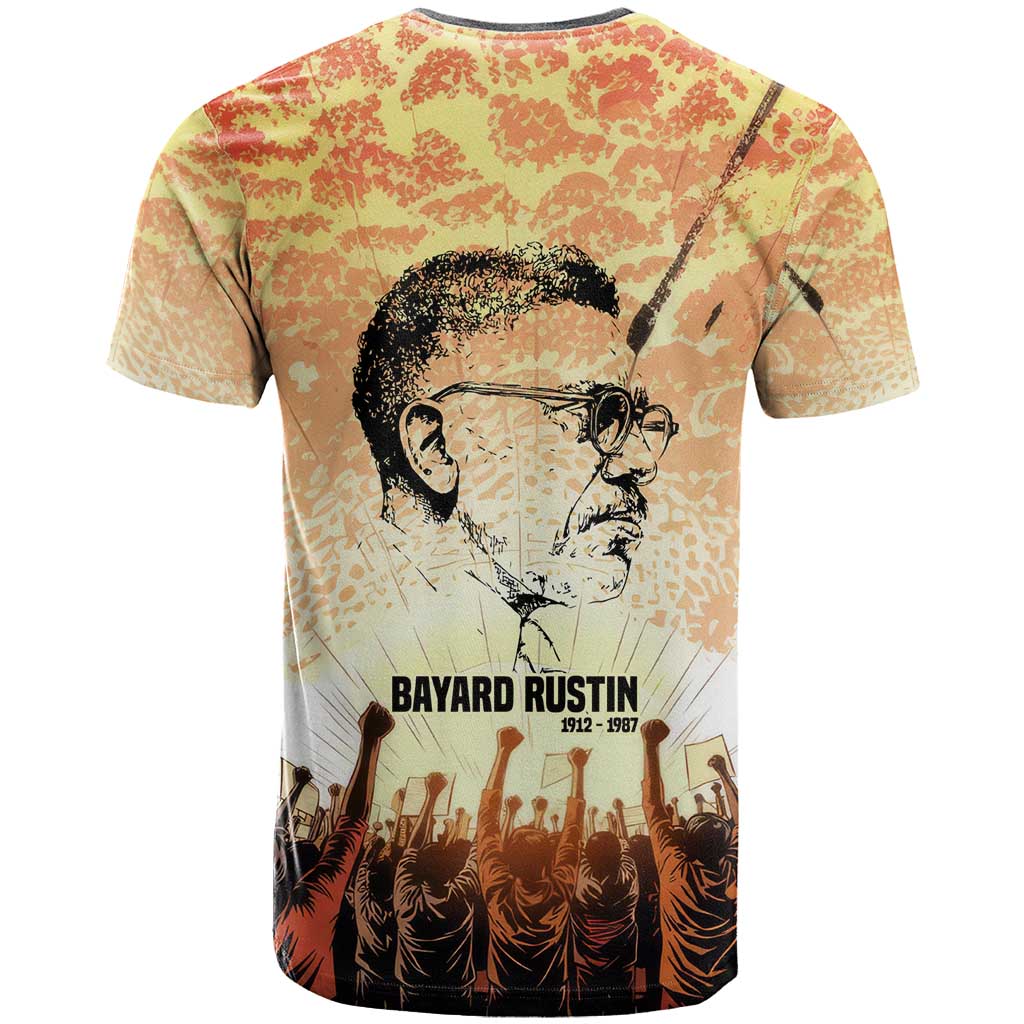 Bayard Rustin T-Shirt with Radical Nonviolence Design Protest Crowd and Courage Civil Rights Tribute Graphic Tee