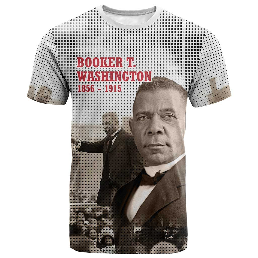 Booker T. Washington T-Shirt Halftone Portrait Design Tilling a Field Quote Historical Civil Rights Tribute Graphic Tee