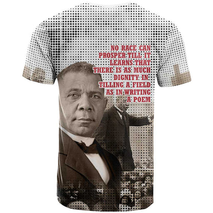Booker T. Washington T-Shirt Halftone Portrait Design Tilling a Field Quote Historical Civil Rights Tribute Graphic Tee