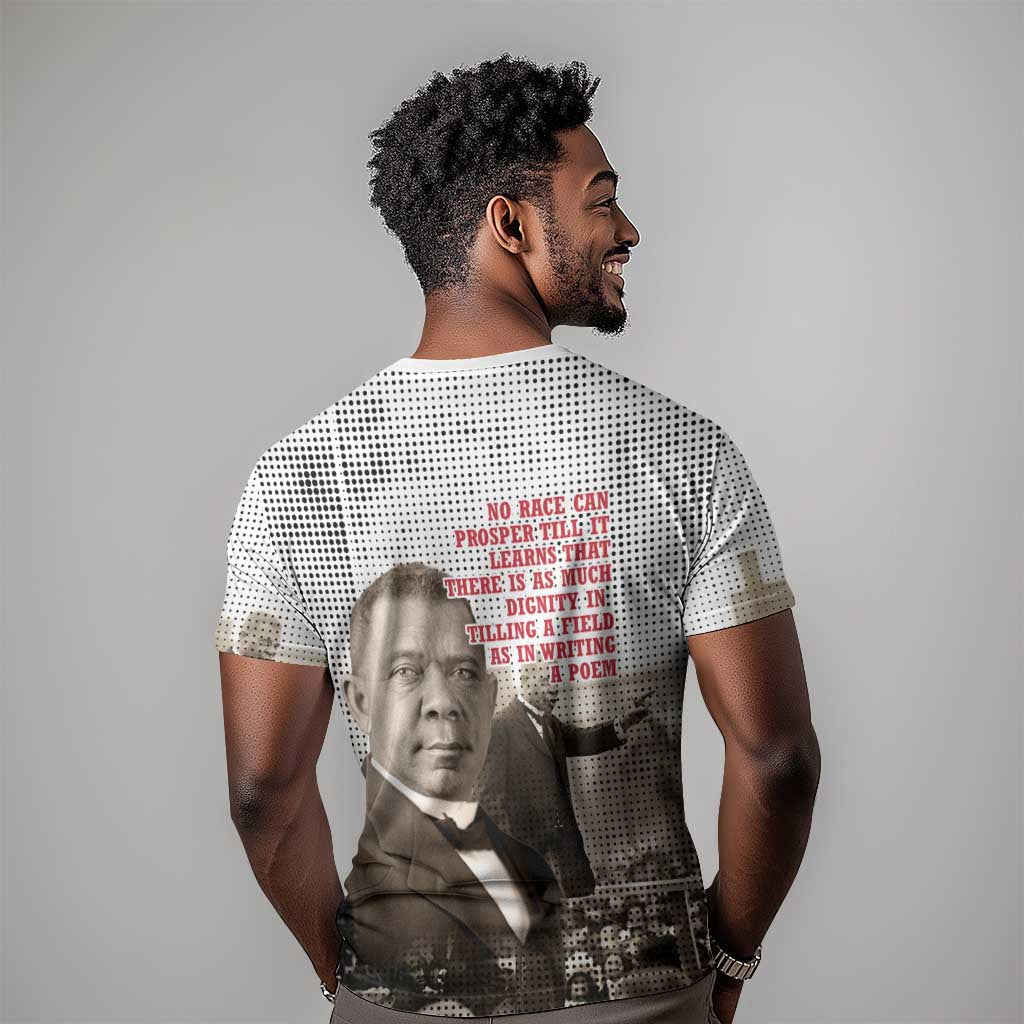 Booker T. Washington T-Shirt Halftone Portrait Design Tilling a Field Quote Historical Civil Rights Tribute Graphic Tee